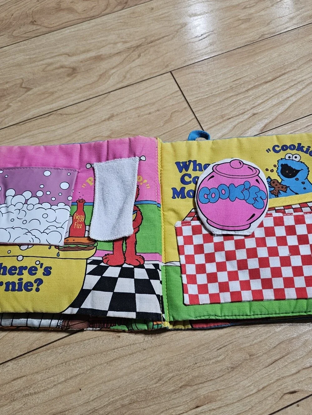 90s Sesame Street SoftPlay Elmo Peek-A-Boo & Grover Super School VTG Cloth Books